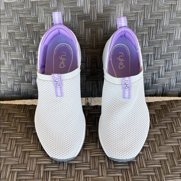 Ryka Shoes - Ryka Women's White and Lavender Slip-On Sneakers 10W New
